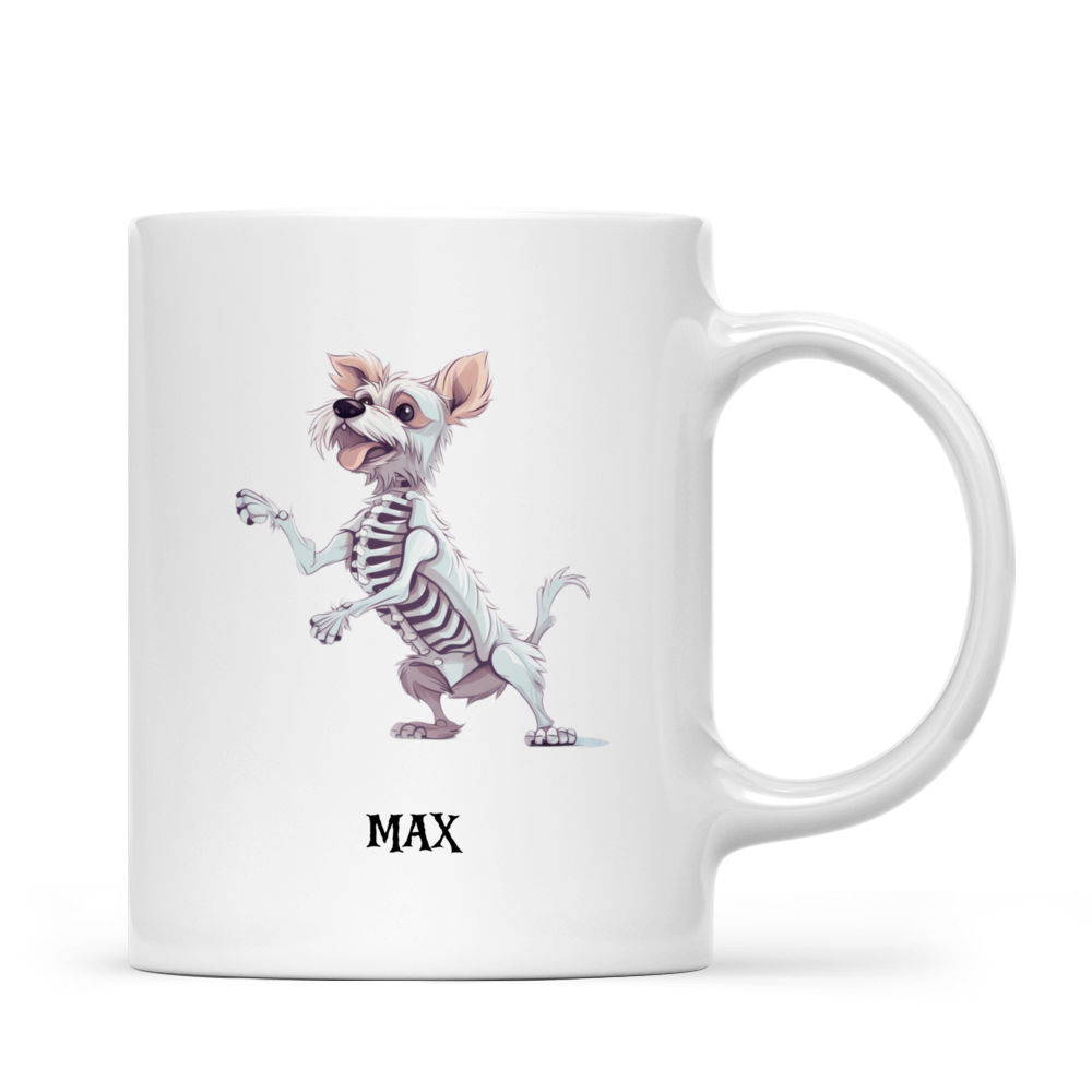 Halloween Dog Mug - Minimal Happy Yorkshire Terrier Dog Skeleton Halloween Mug - Mug_2