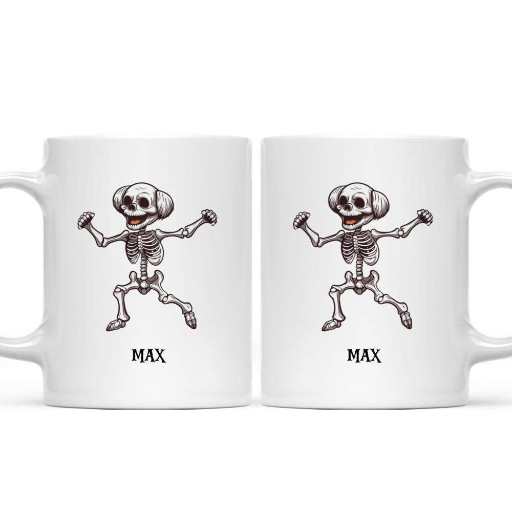 Set of 2 White Ceramic Dancing Skeletons 20-ounce Coffee Mugs