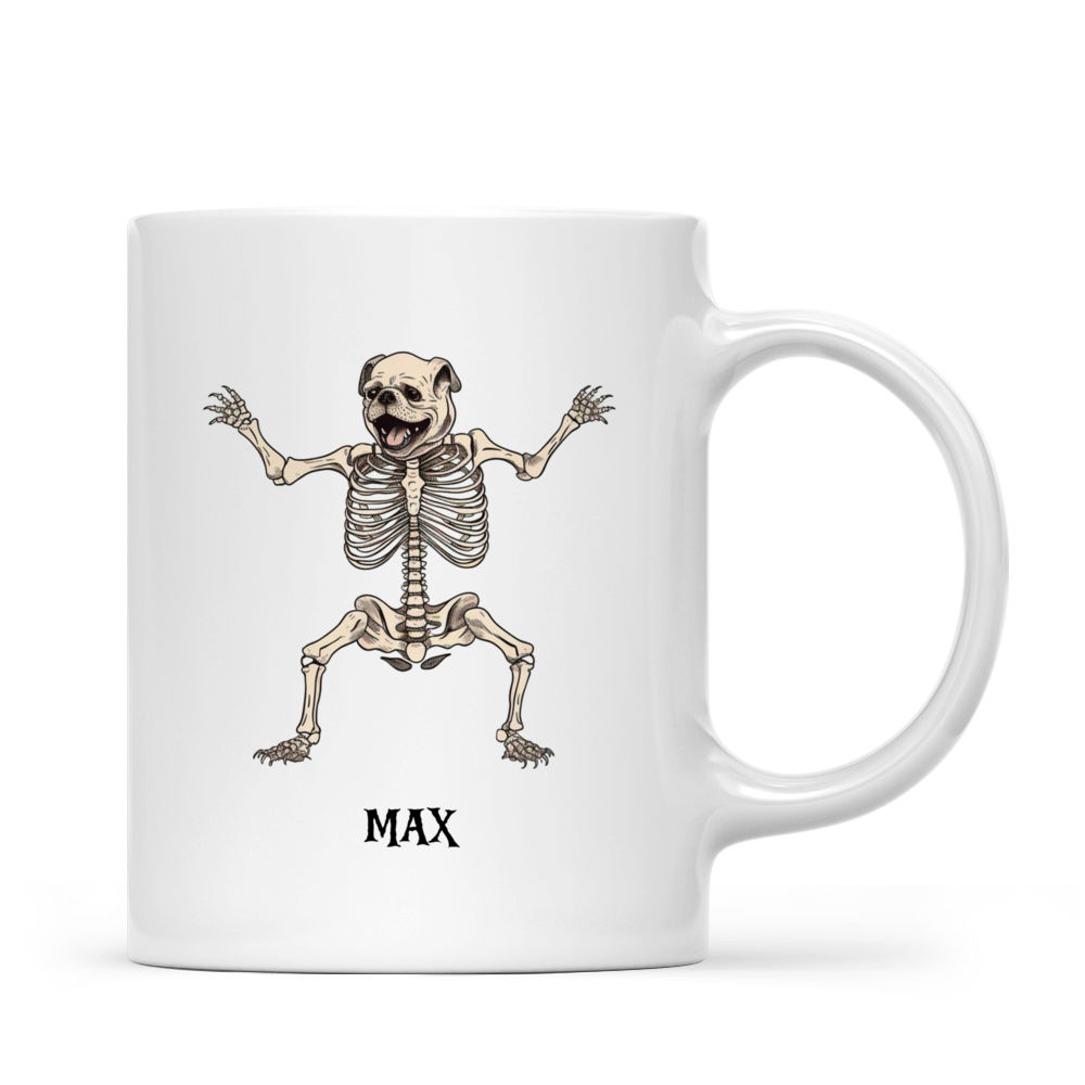 Halloween Dog Mug - Minimal Bulldog Skeleton Dancing Halloween Mug - Mug_2