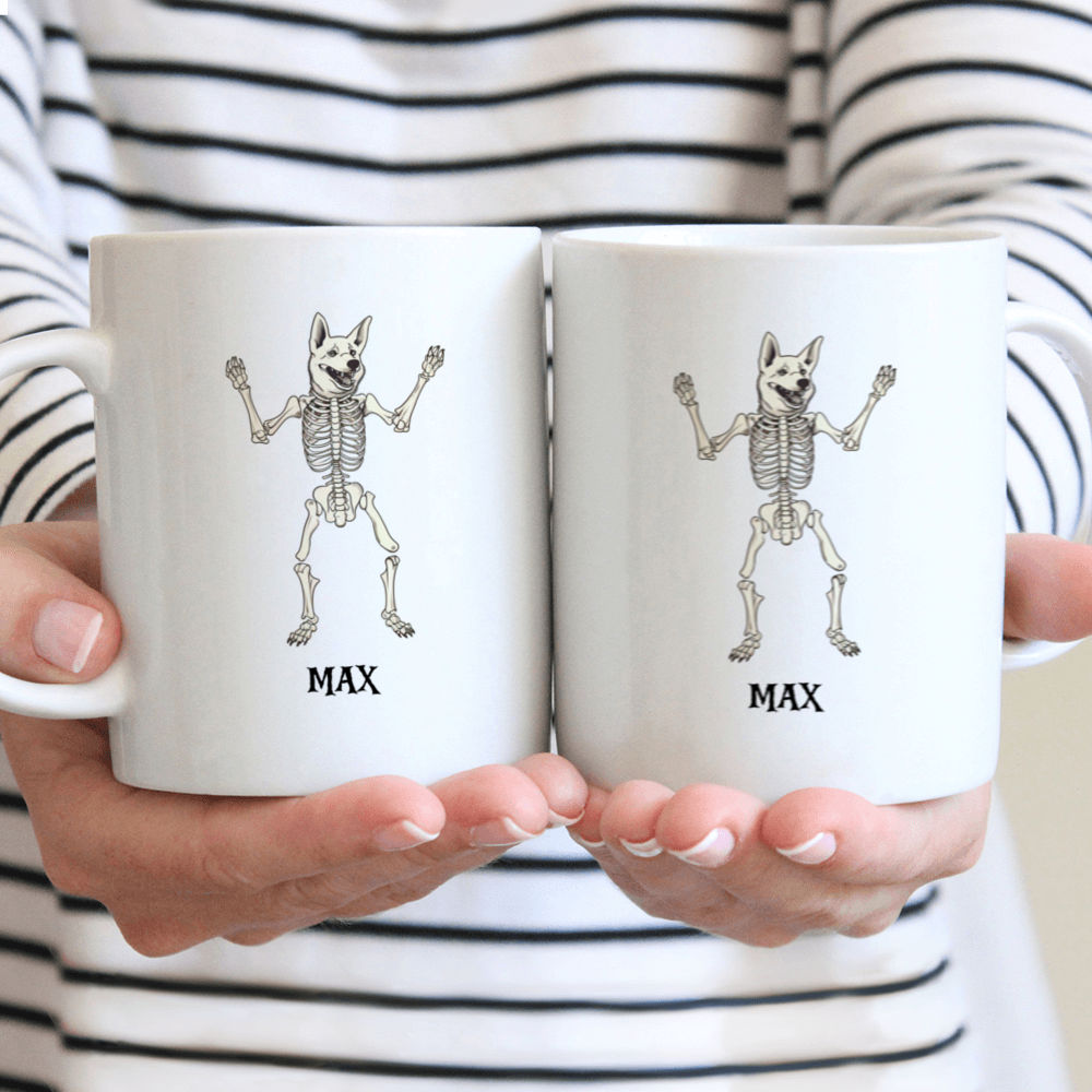 Halloween Dog Mug - Minimal German Shepherd Dog Skeleton Dancing Halloween Mug - Mug