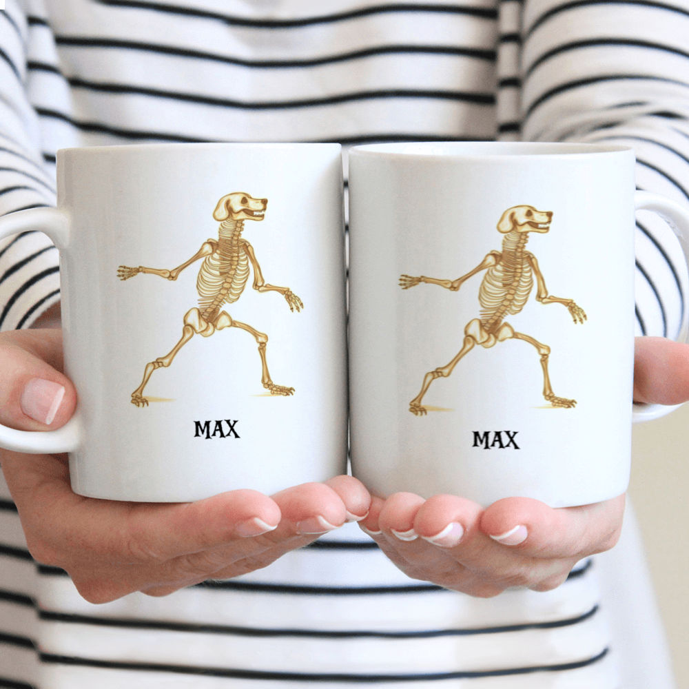 Personalized Mug - Halloween Dog Mug - Minimal Golden Retriever Dog Skeleton Dancing Halloween Mug