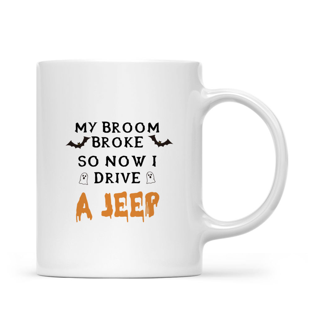 Halloween Dog Mug - Fictional Border Collie Dog Halloween Witch Costume Jeep Car Cartoon - Mug_2