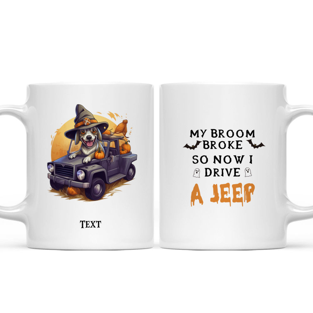 Halloween Dog Mug - Fictional Labrador Retriever Dog Halloween Witch Costume Jeep Car Cartoon - Mug_3