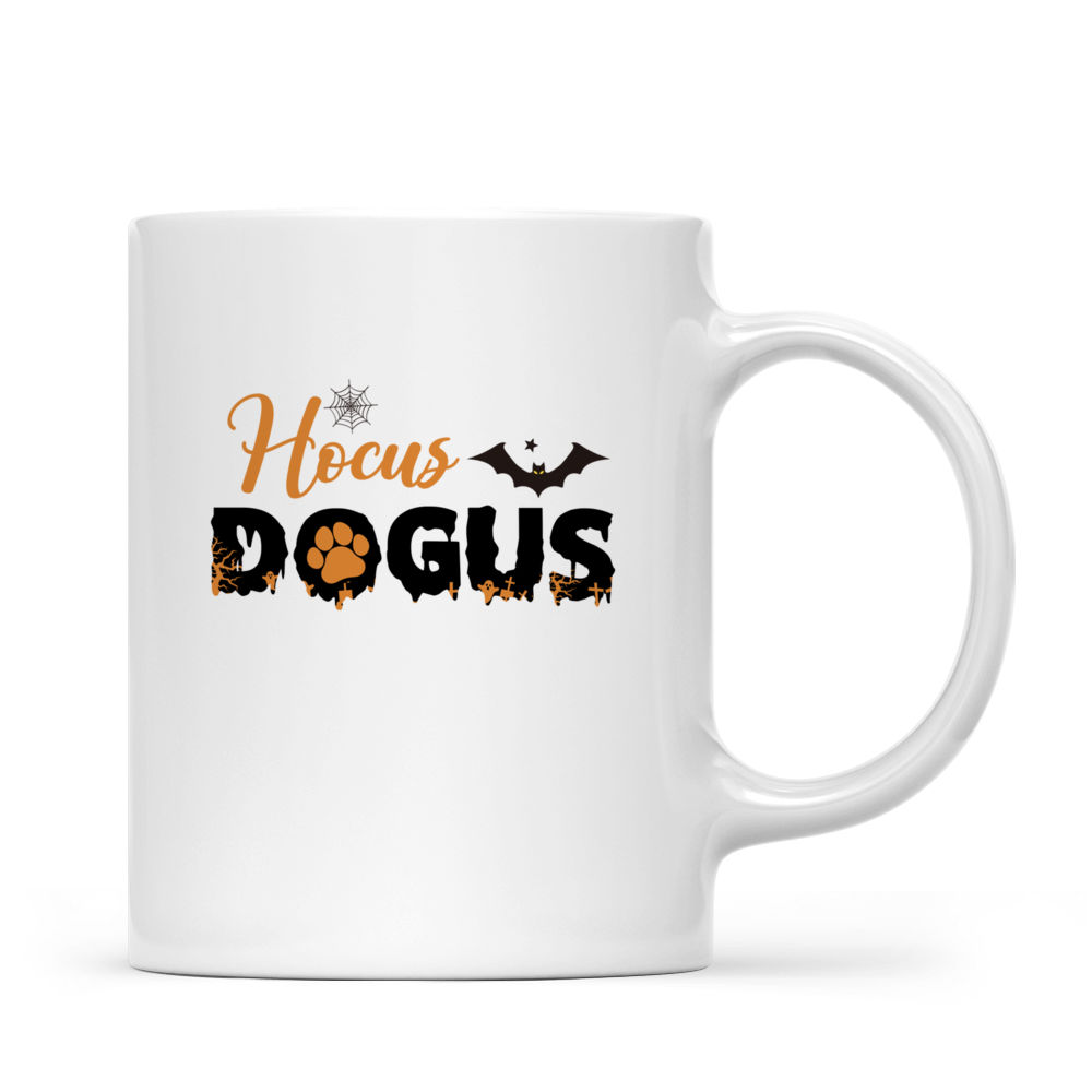 Halloween Dog Mug - Pitbull Witch Walking with Pumpkins and Skeleton Dog Mug - Mug_2