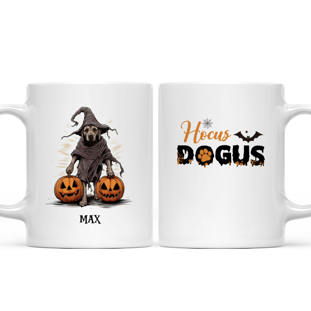 Halloween Dog Mug - Witch Labrador Retriever Dog Walking with Pumpkins and Skeleton Skull - Mug_3