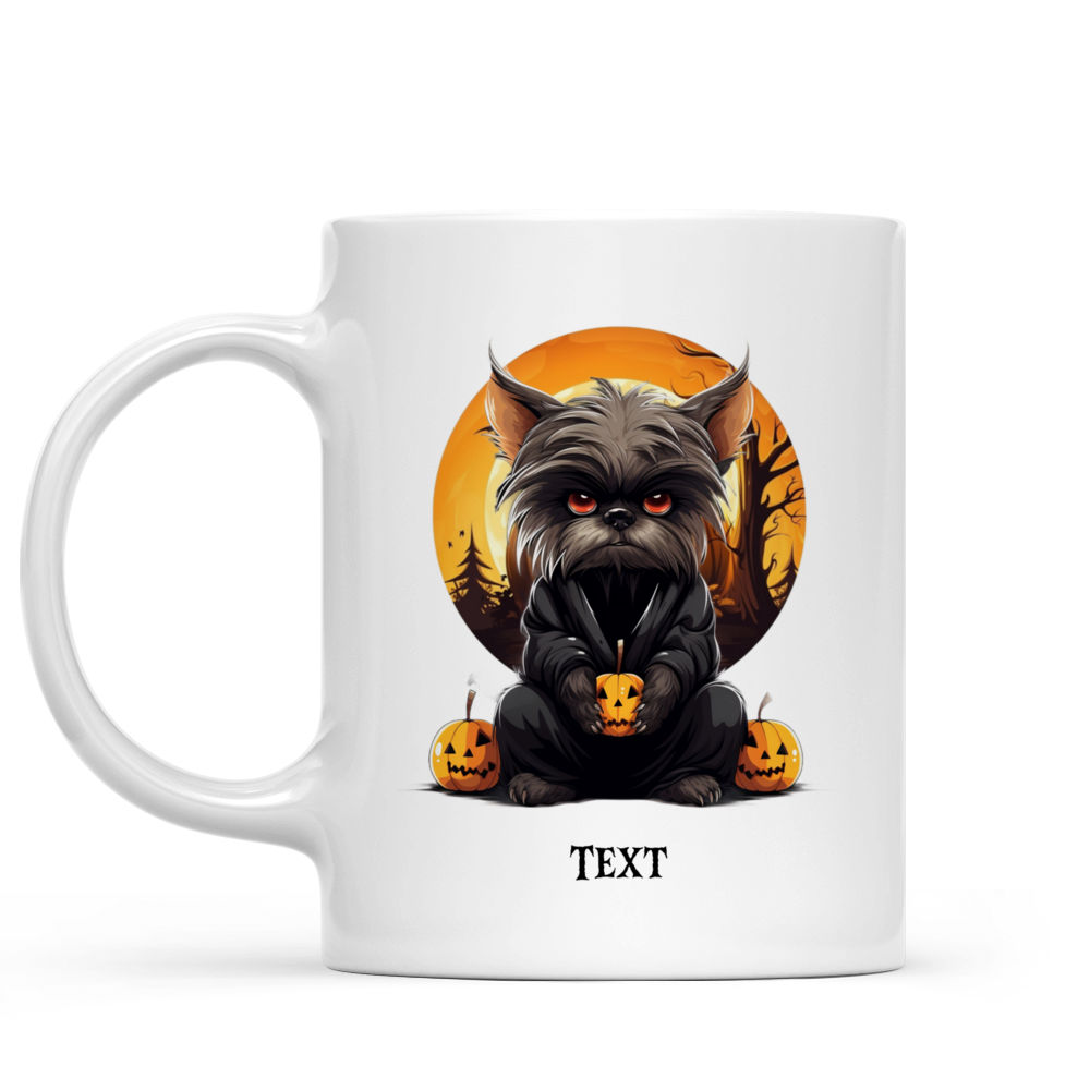 Halloween Dog Mug - Grumpy Yorkshire Terrier Dog Halloween Witch Costume Cartoon - Mug_1