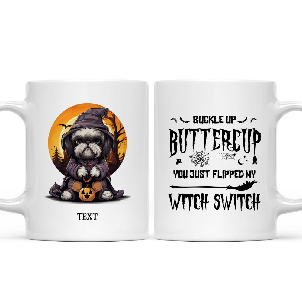 Halloween Dog Mug - Grumpy Shih Tzu Dog Halloween Witch Costume Cartoon - Mug_3