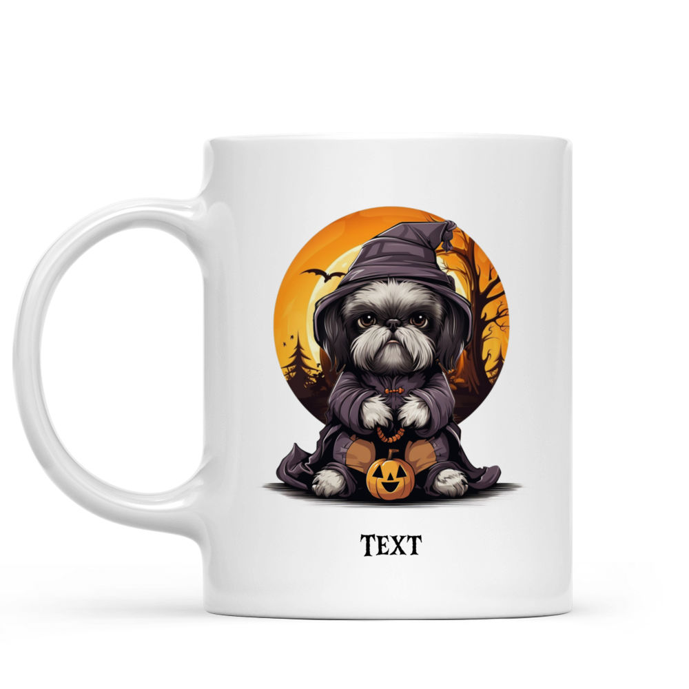 Halloween Dog Mug - Grumpy Shih Tzu Dog Halloween Witch Costume Cartoon - Mug_1