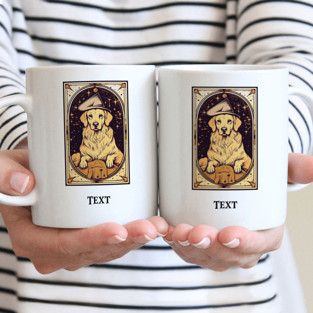 Halloween Dog Mug - Magical Golden Retriever Witch Tarot Card Halloween Dog Mug - Mug