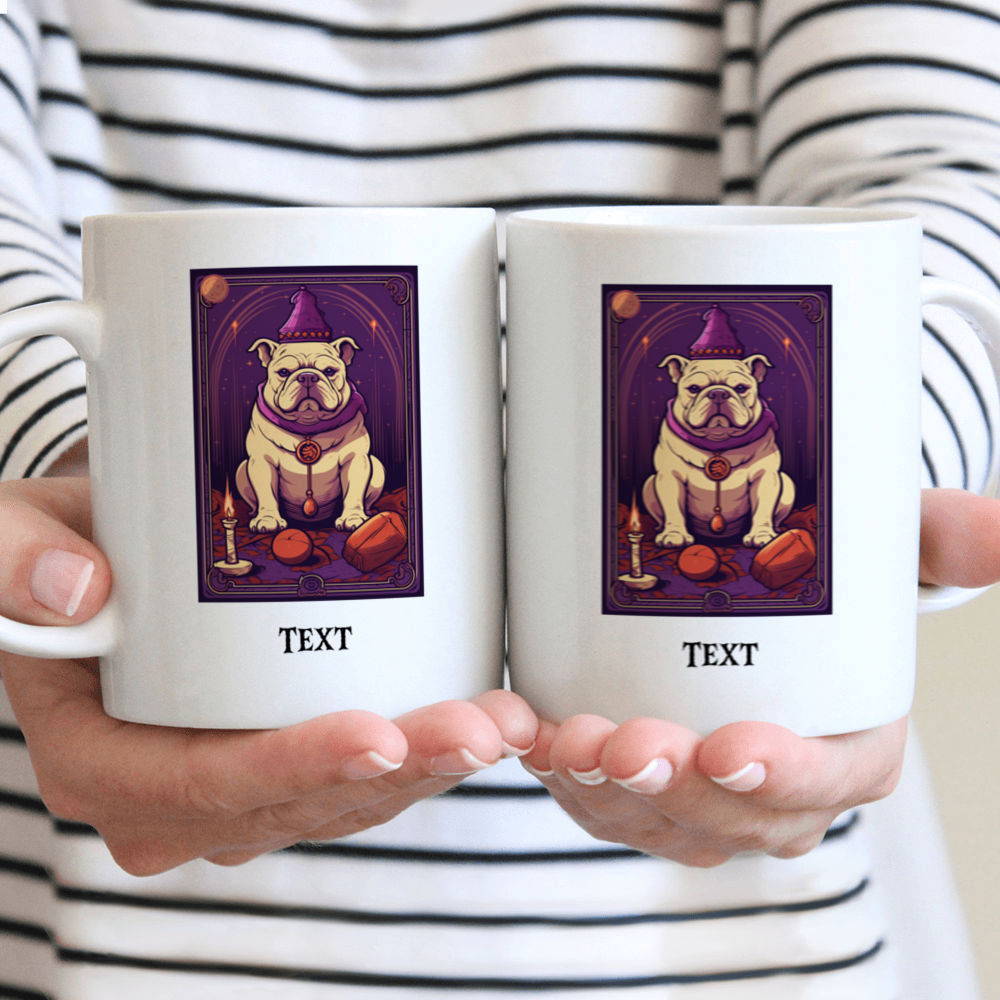 Halloween Dog Mug - Magical Bulldog Witch Tarot Card Halloween Dog Mug - Mug