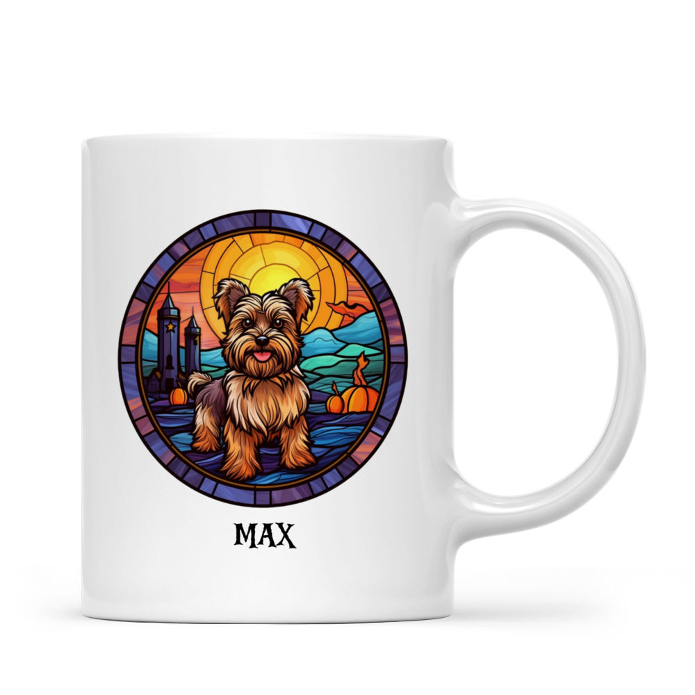 Halloween Dog Mug - Halloween Yorkshire Terrier Dog Running on Halloween Night Stained Glass Style - Mug_2