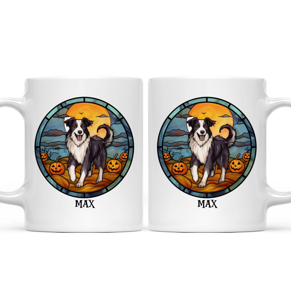 Halloween Dog Mug - Halloween Border Collie Dog Running Stained Glass Circle - Mug_3