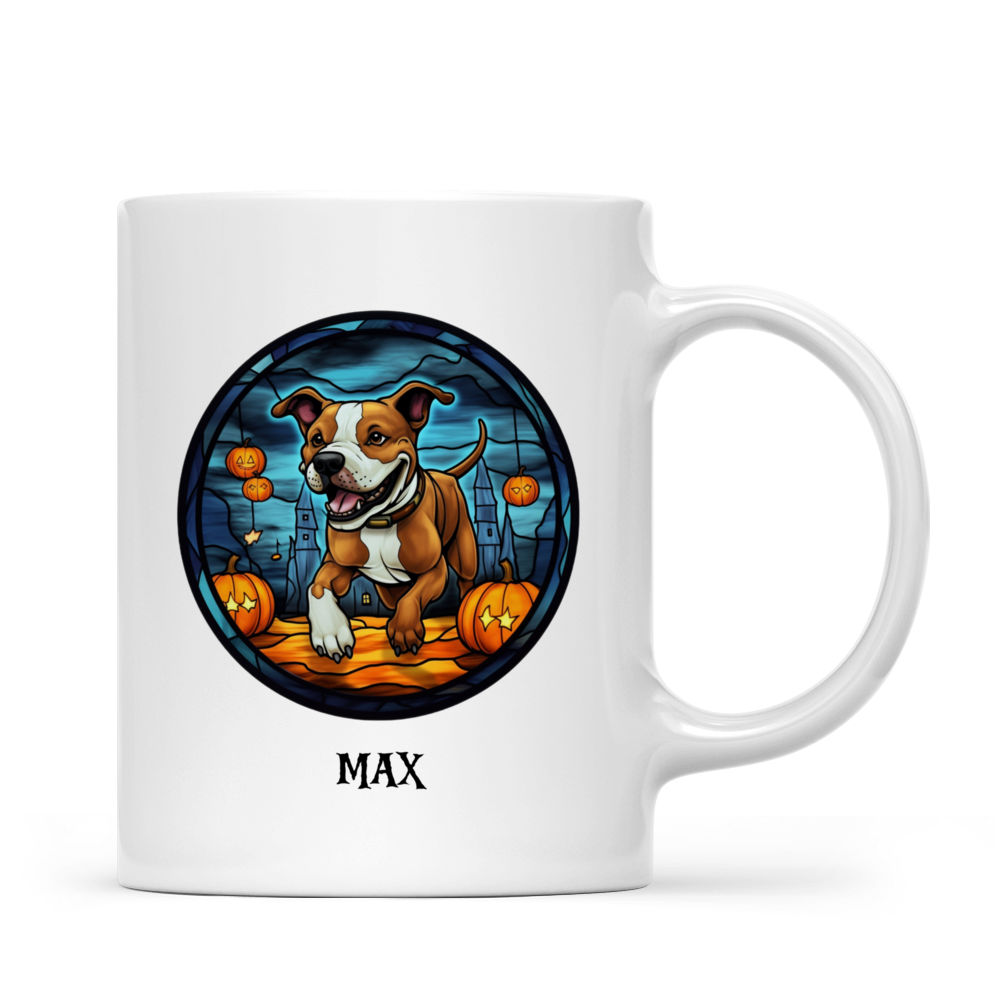 Halloween Dog Mug - Halloween Pitbull Dog in Stained Glass Style - Mug_2