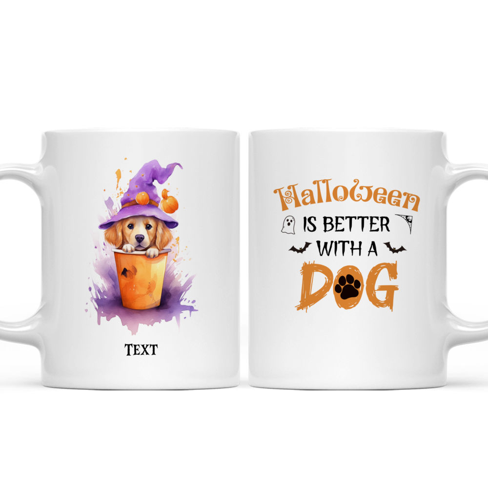 Halloween Dog Mug - Cute Golden Retriever Dog in Watercolor Splash Style Halloween Dog - Mug_3