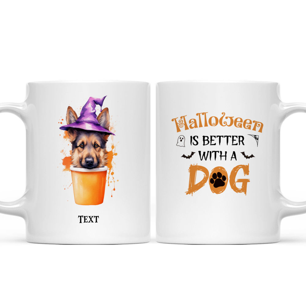 Halloween Dog Mug - Cute German Shepherd Dog in Watercolor Splash Style Halloween Dog - Mug_3