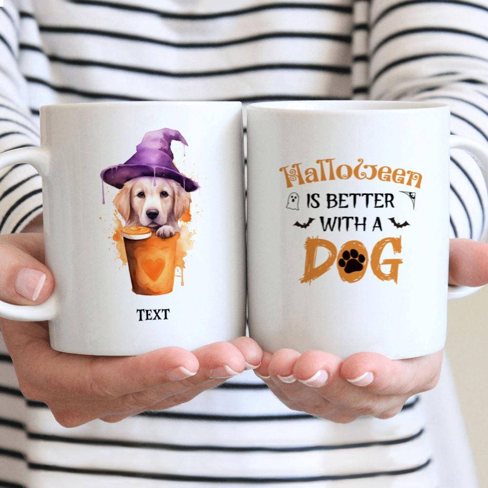 Halloween Dog Mug - Cute Labrador Retriever Dog in Watercolor Splash Style Halloween Dog - Mug