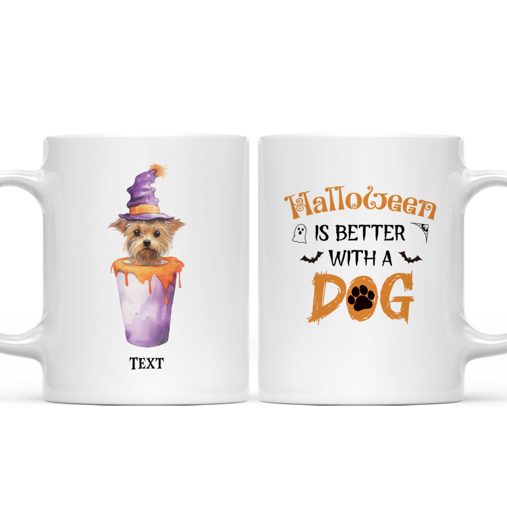 Halloween Dog Mug - Cute Yorkshire Terrier Dog in Watercolor Splash Style Halloween Dog - Mug_3