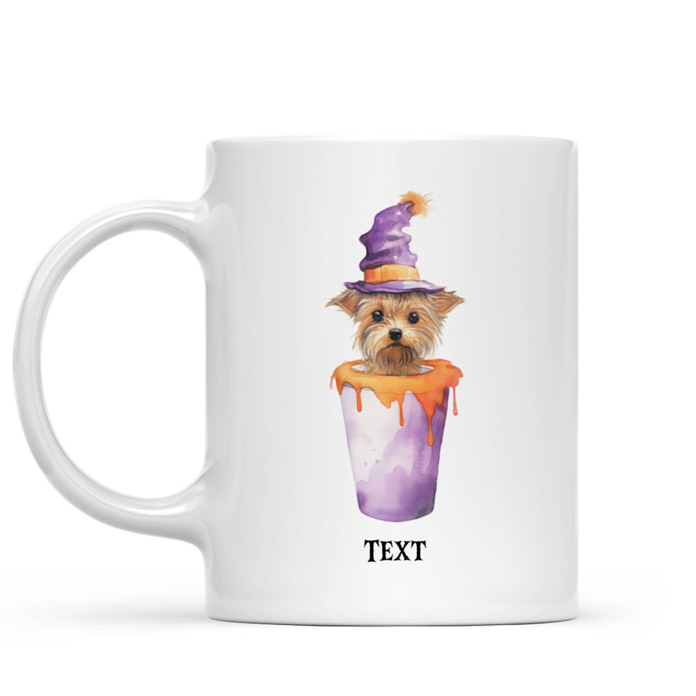 Halloween Dog Mug - Cute Yorkshire Terrier Dog in Watercolor Splash Style Halloween Dog - Mug_1