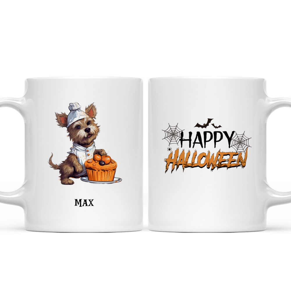 Halloween Dog Mug - Cute Yorkshire Terrier Dog Cooking Halloween Pumpkin Cake - Mug_3