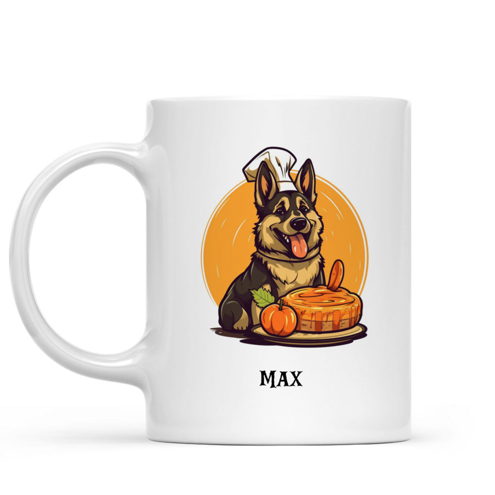 Halloween Dog Mug - Cute German Shepherd Dog Cooking Halloween Pumpkin Cake - Mug_1