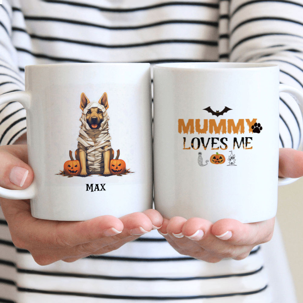 Personalized Mug - Halloween Dog Mug - Halloween German Shepherd Dog Mummy Cosplay