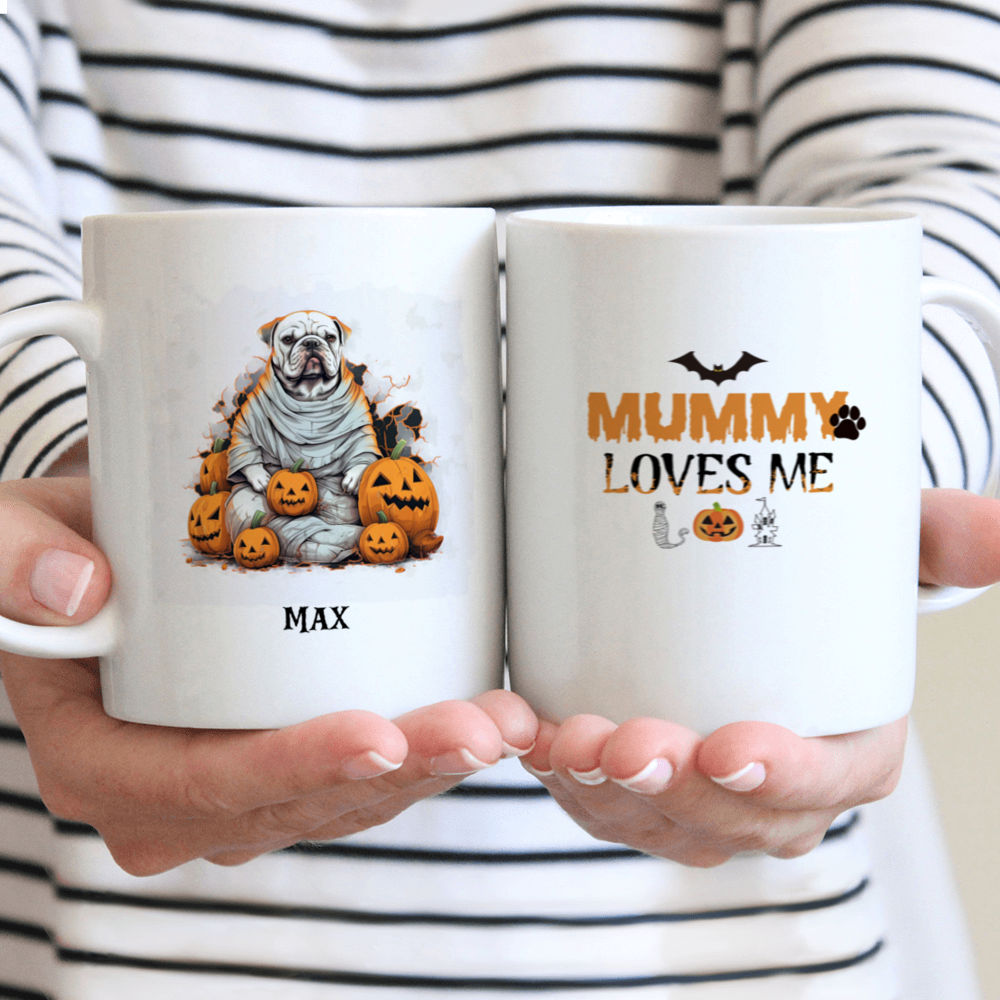 Halloween Dog Mug - Halloween Bulldog Mummy Cosplay - Mug