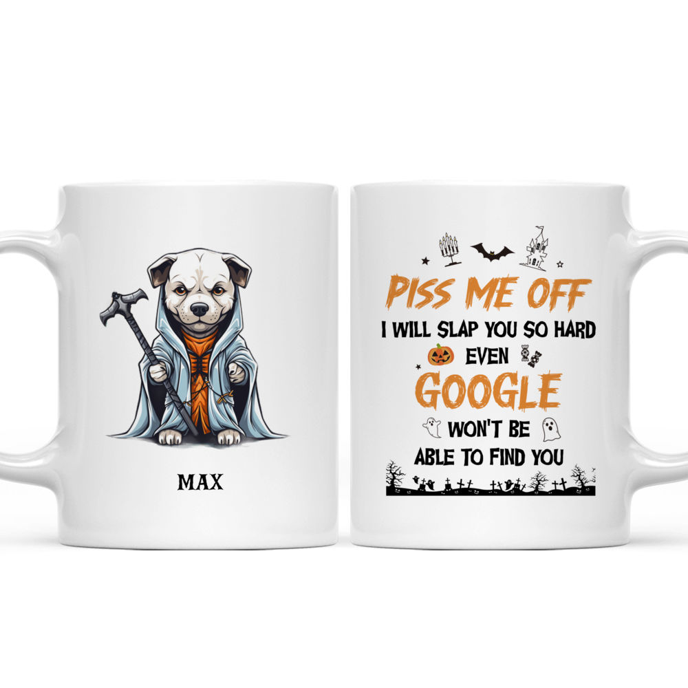 Halloween Dog Mug - Cute Pitbull Dog Wearing Halloween Ghost Costume - Mug_3