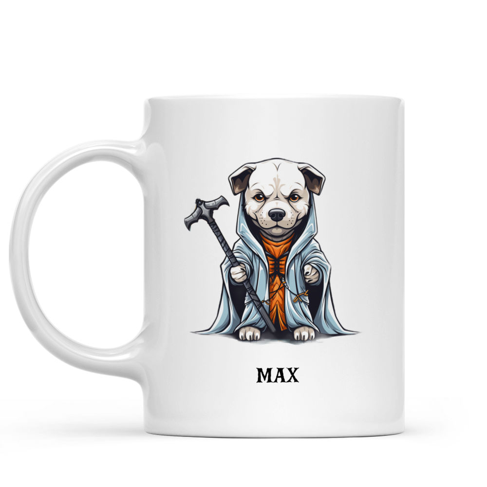 Halloween Dog Mug - Cute Pitbull Dog Wearing Halloween Ghost Costume - Mug_1