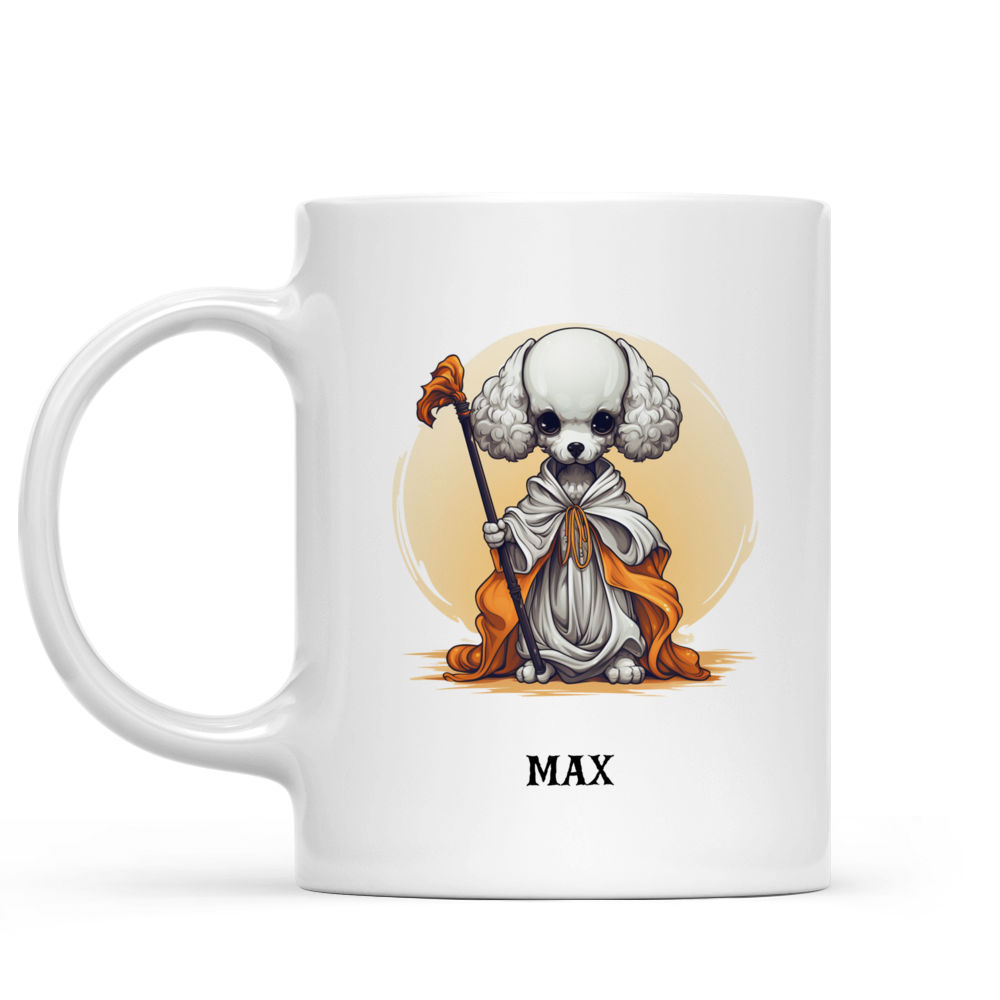 Halloween Dog Mug - Cute Poodle Dog Wearing Halloween Ghost Costume - Mug_1