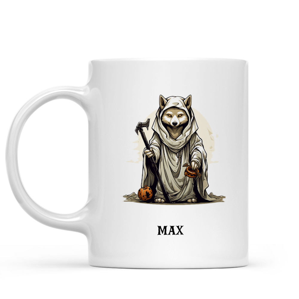 Halloween Dog Mug - Cute German Shepherd Dog Wearing Halloween Ghost Costume - Mug_1