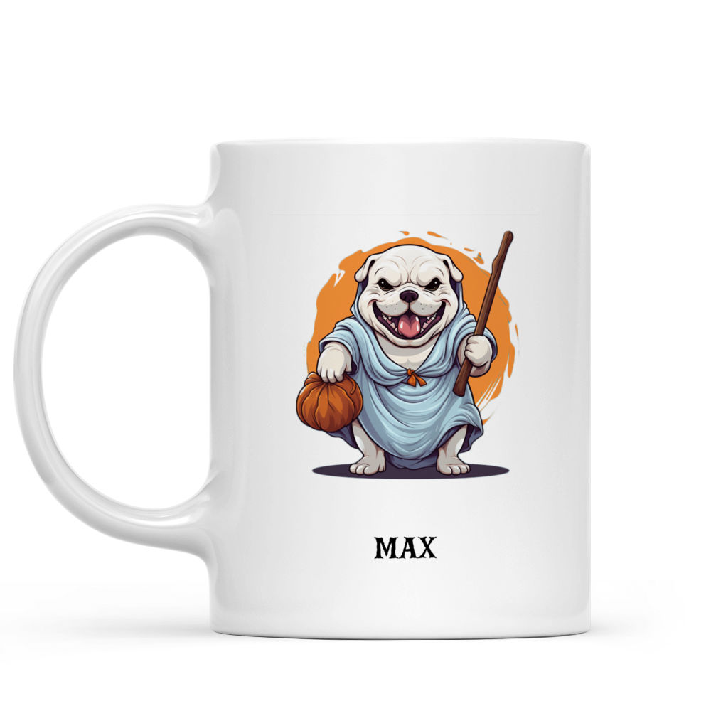 Halloween Dog Mug - Cute Bulldog Wearing Halloween Ghost Costume - Mug_1