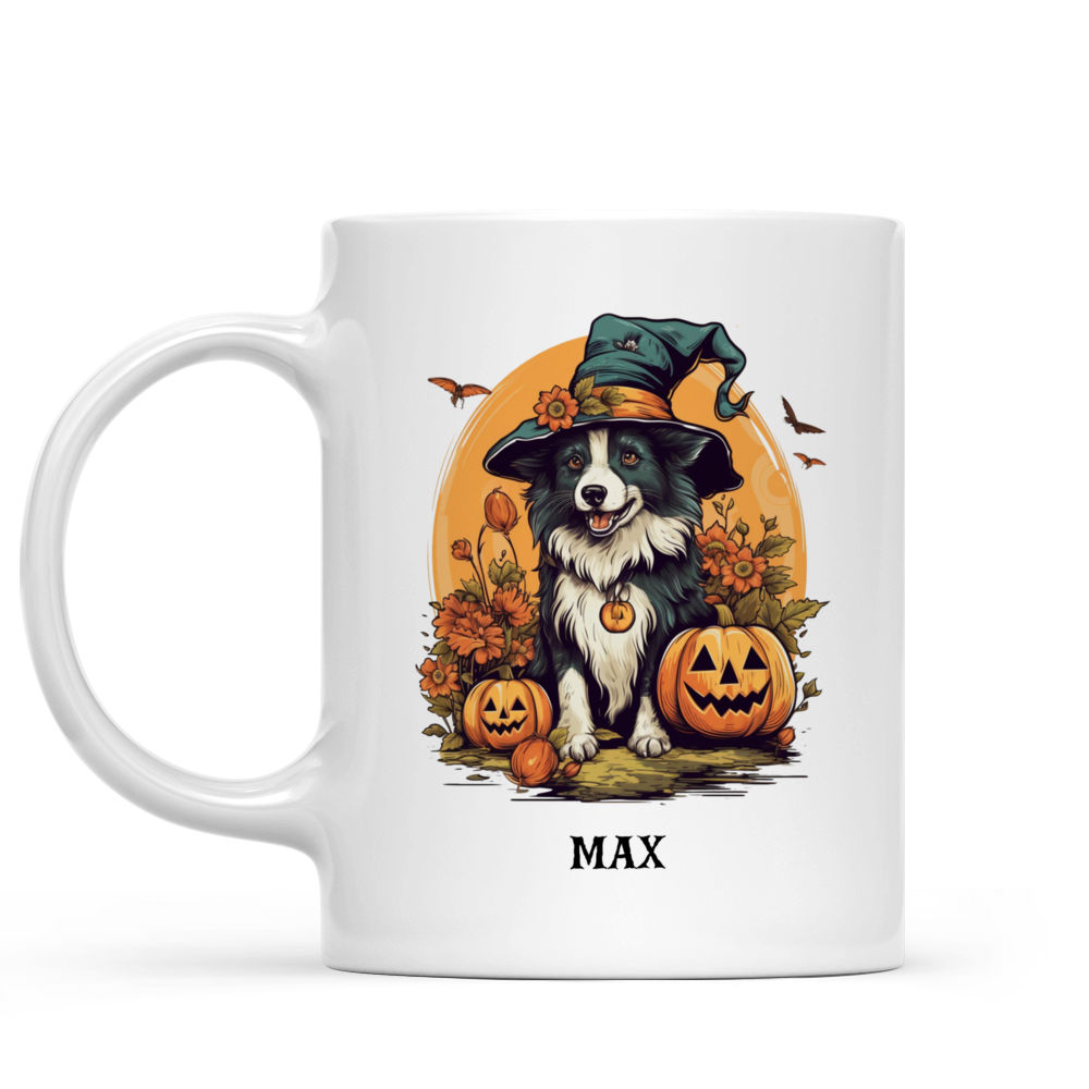 Halloween Dog Mug - Cute Border Collie Dog Wearing Gnome Costume Halloween Mug - Mug_1