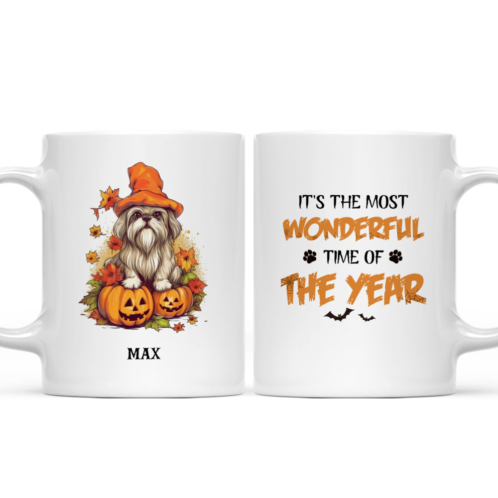 Cute Shih Tzu Dog Halloween Mug with Imaginary Gnome Costume