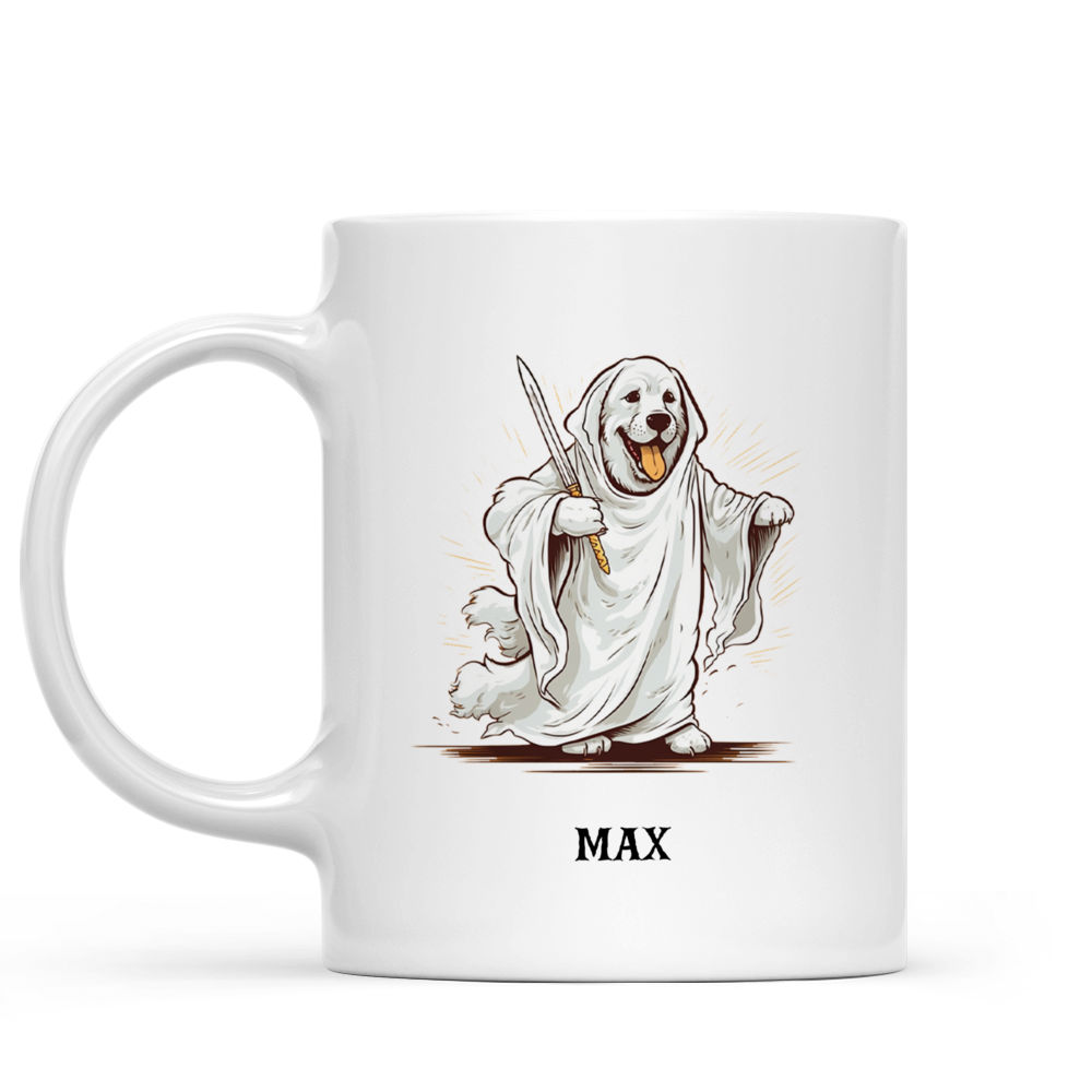 Halloween Dog Mug - Cute Golden Retriever Dog in Funny Halloween Ghost Costume Mug - Mug_1