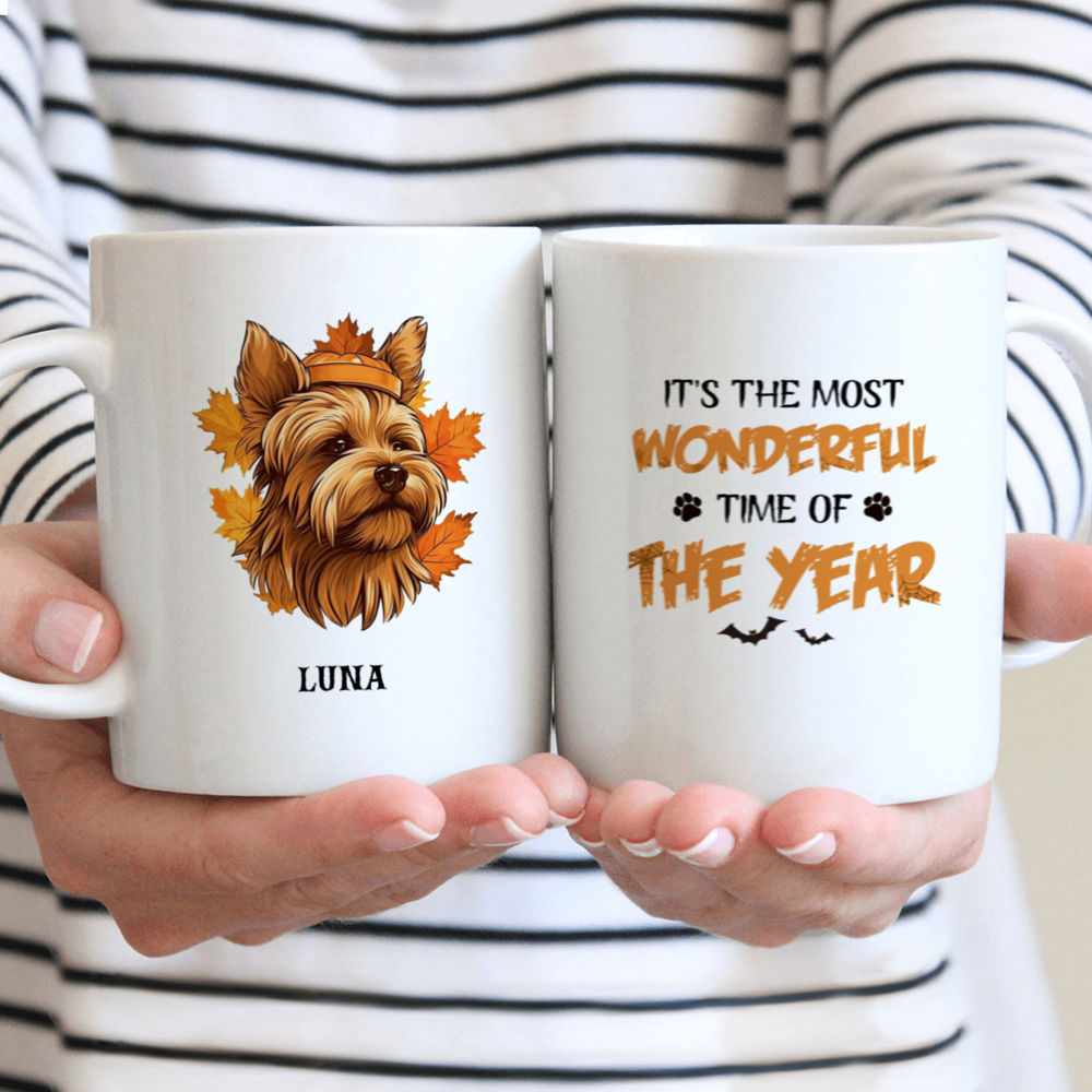 Halloween Dog Mug - Autumn Yorkshire Terrier Dog Halloween Mug - Mug