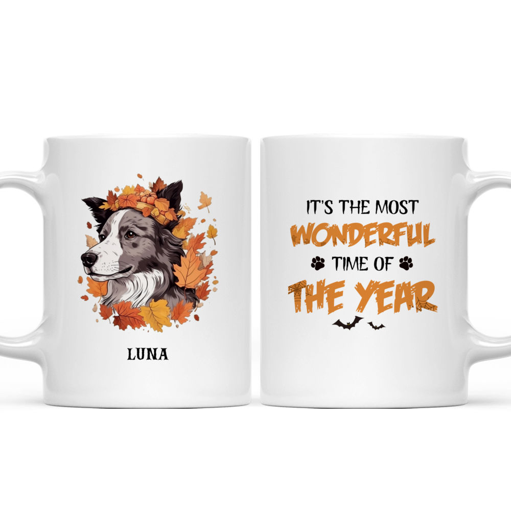 Halloween Dog Mug - Autumn Border Collie Dog Wearing Maple Leaves Crown Halloween Mug - Mug_3