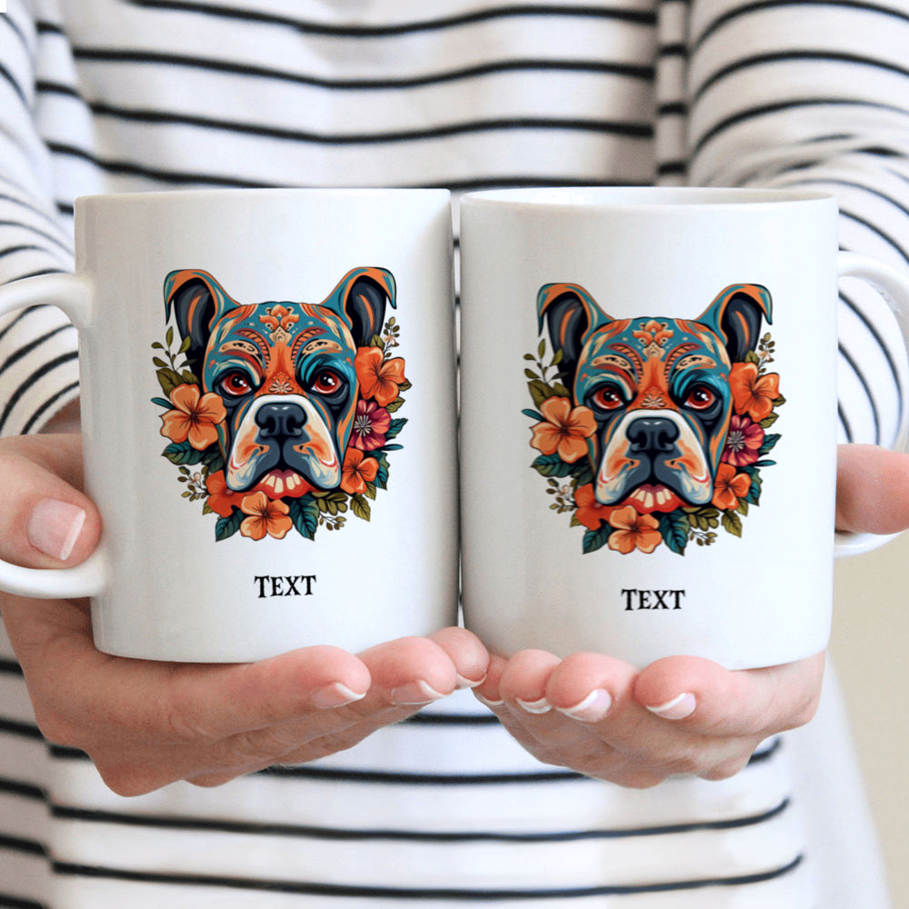 Halloween Dog Mug - Bulldog Dog Dia de los Muertos Skull Halloween - Mug