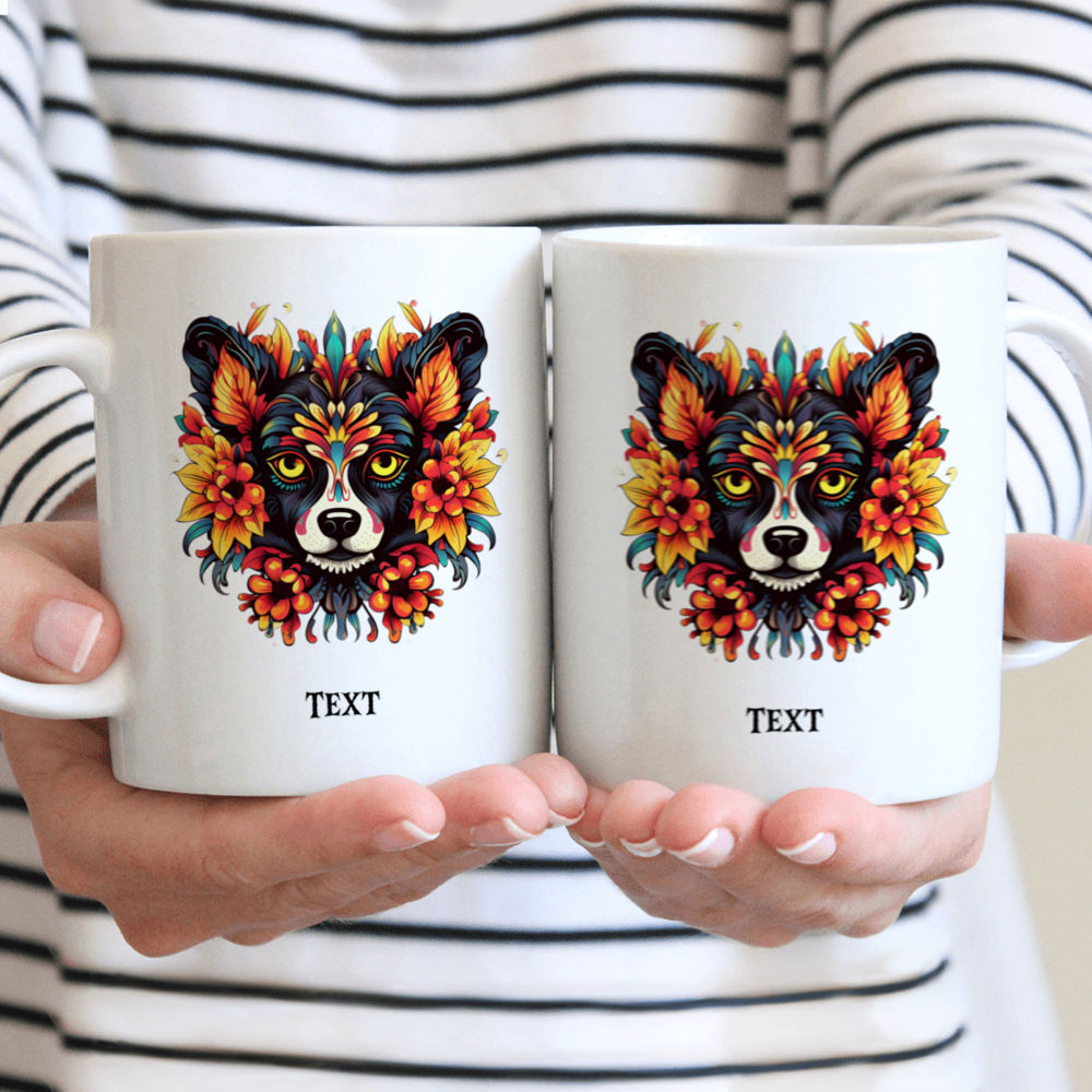 Halloween Dog Mug - Dia de los muertos Border Collie dog skull Halloween Dog - Mug