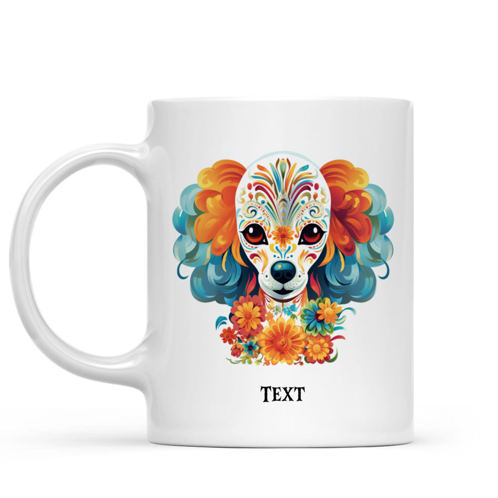 Halloween Dog Mug - Poodle Dog Dia de los Muertos Skull Halloween - Mug_1