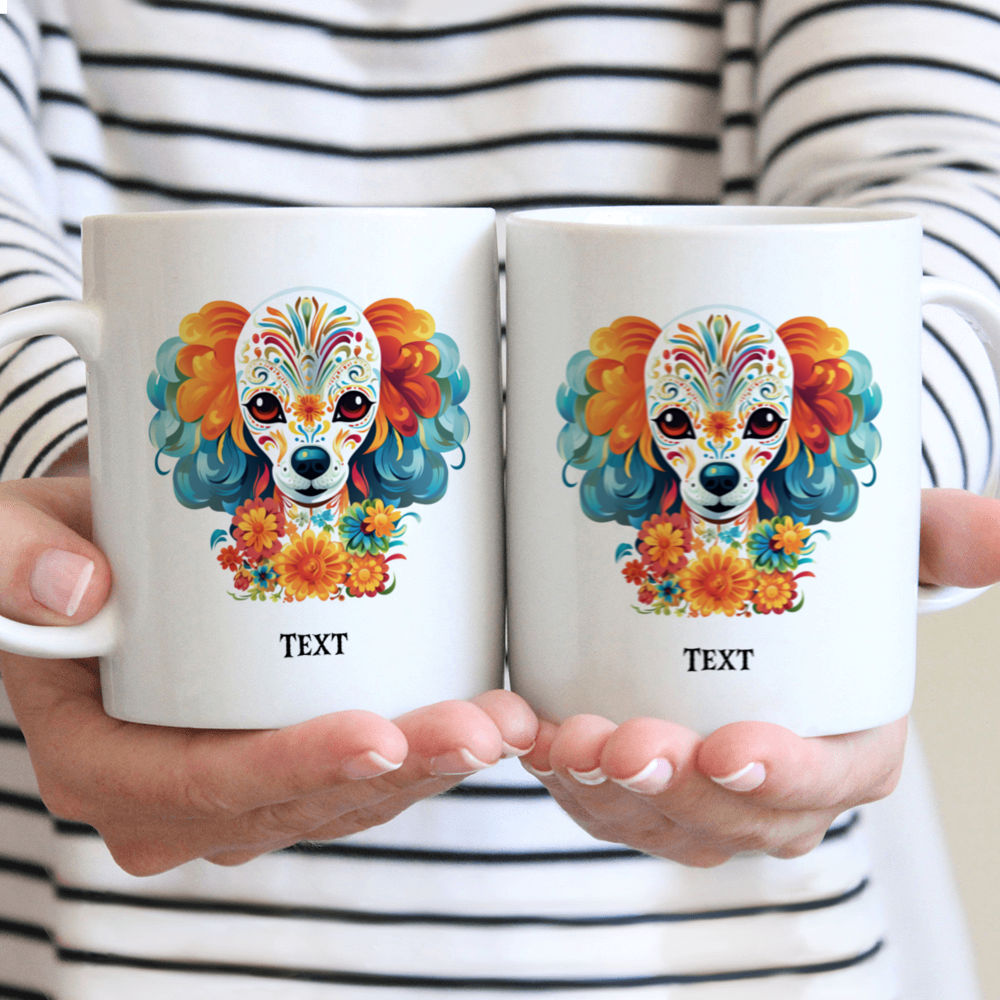 Halloween Dog Mug - Poodle Dog Dia de los Muertos Skull Halloween - Mug