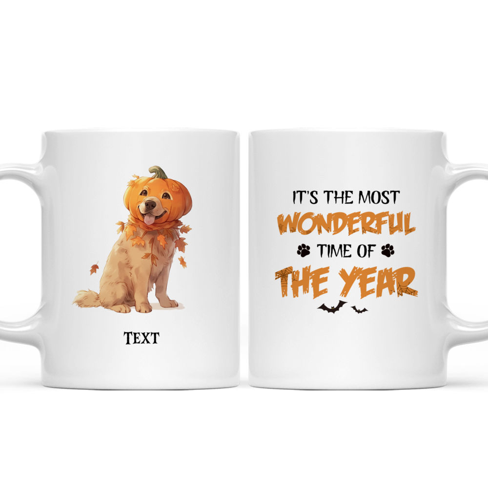 Halloween Dog Mug - Halloween Cute Golden Retriever in Pumpkin Jumpsuit Costume_3