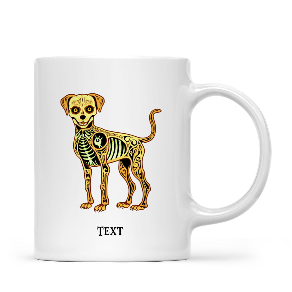 Personalized Mug - Halloween Dog Mug - Mexican Style Golden Retriever Dog Skeleton Costume_2