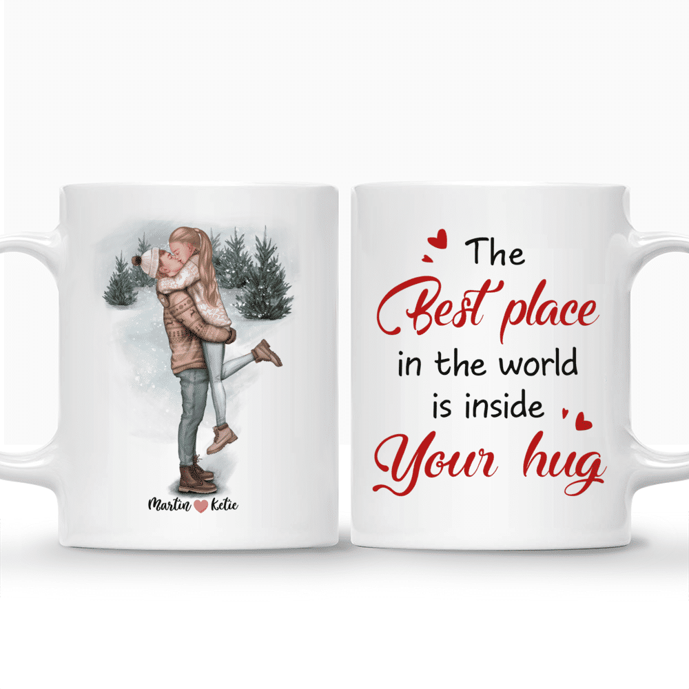 Personalized Mug - Kissing Couple Mug - The Best Place In The World Is Inside Your Hug - Valentine's Day Gifts, Couple Gifts, Valentine Mug_3