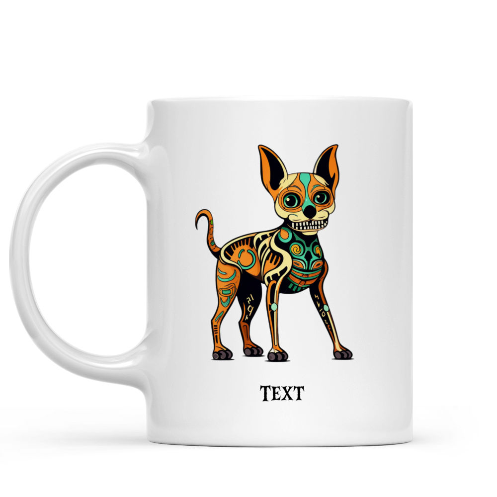 Halloween Dog Mug - Pitbull Dog Halloween Skeleton Costume Flat Color Illustration - Mug_1