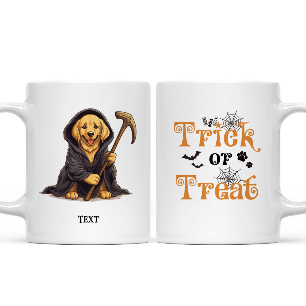Personalized Mug - Halloween Dog Mug - Cute Chihuahua Dog Grim Reaper Holding Scythe Cartoon_3