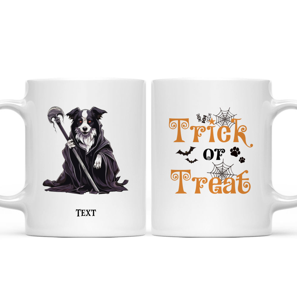 Halloween Dog Mug - Cute Border Collie Dog Grim Reaper Holding Scythe Cartoon - Mug_3