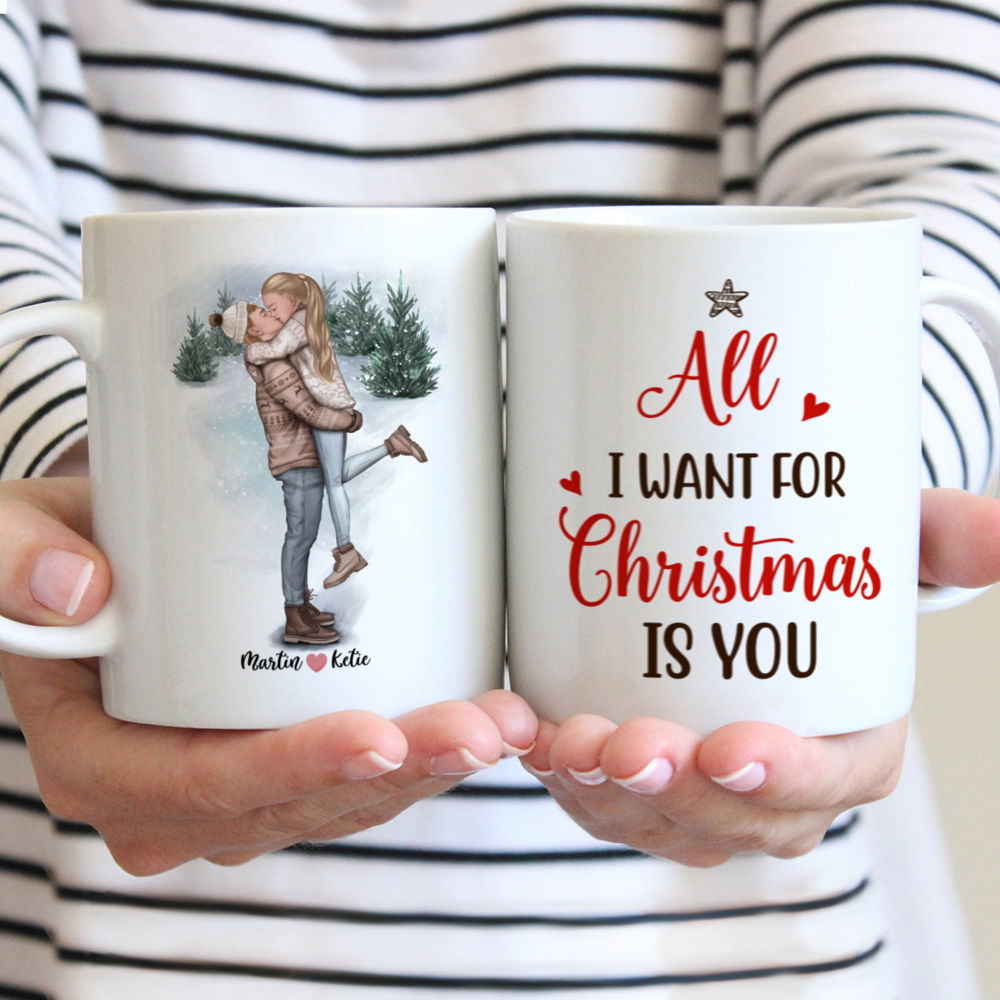 Kissing Couple Mug - All I Want For Christmas Is You - Valentine's Day Gifts, Couple Gifts, Valentine Mug - Personalized Mug