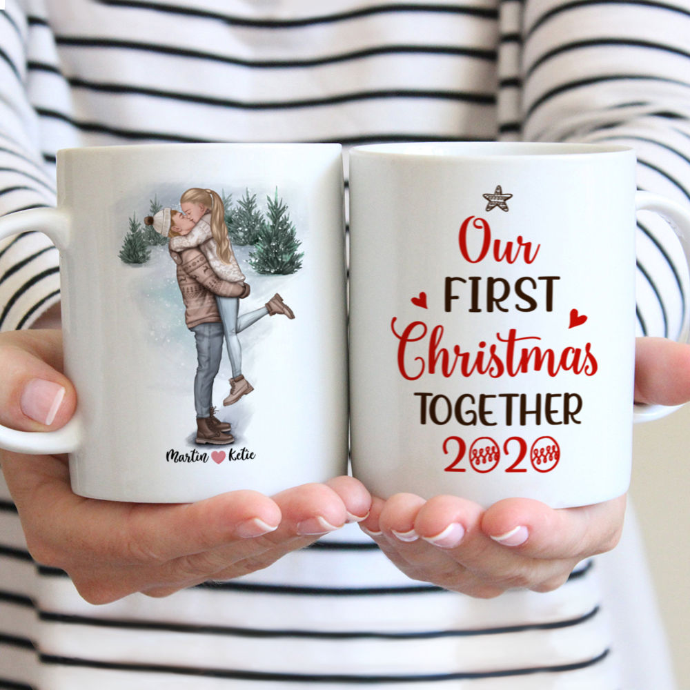 Kissing Couple Mug - Our First Christmas Together 2020 - Valentine's Day Gifts, Couple Gifts, Valentine Mug - Personalized Mug