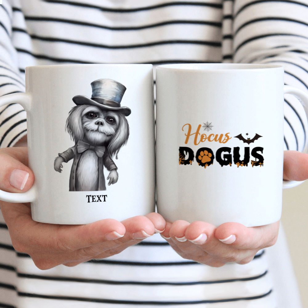 Personalized Mug - Halloween Dog Mug - Halloween Shih Tzu Dog Magician Mug with Ghost Fires