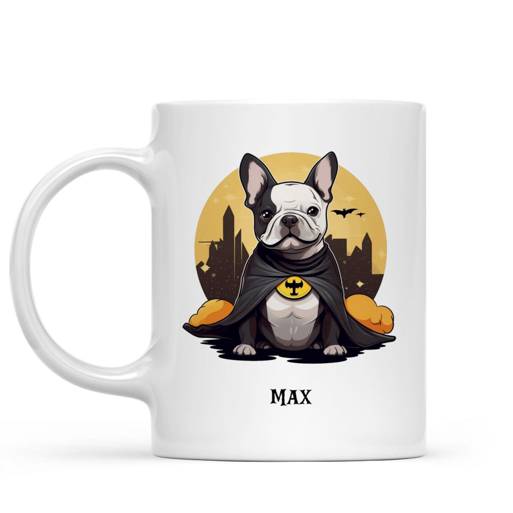 Halloween Dog Mug - French Bulldog Dog Batman Costume Cartoon - Mug_1